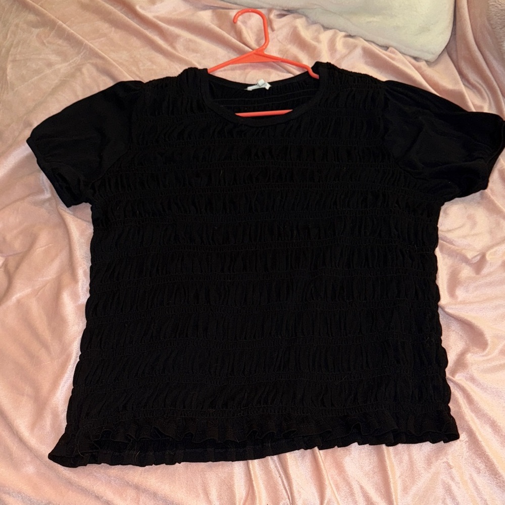 Maurices Black Scrunch Y2K Textured Blouse